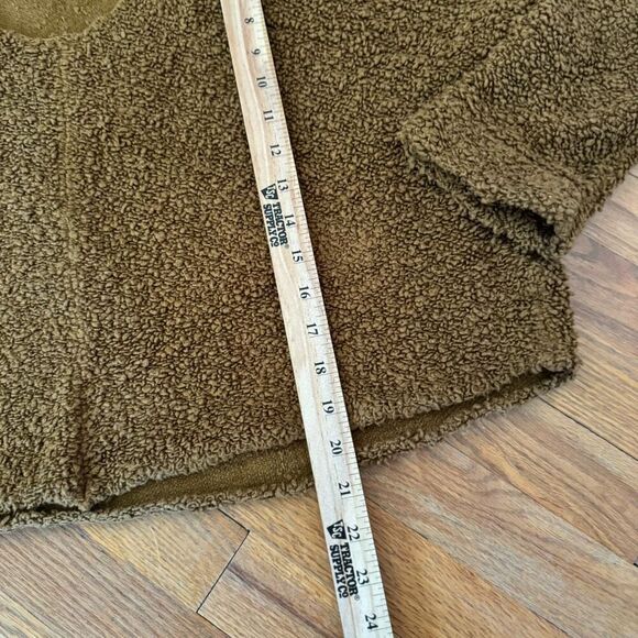Free People Womens Cognac Brown Oversized Crop Fuzzy Popcorn Knit Sweater Medium - Picture 11 of 11